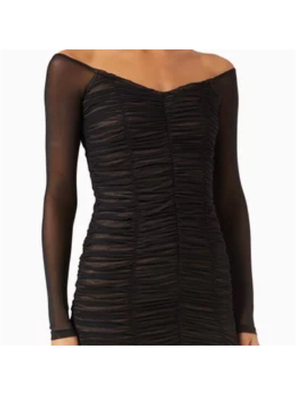 NWT $129 GOOD AMERICAN
Ruched Off-shoulder Mini Dress in Mesh -Small - Picture 5 of 13